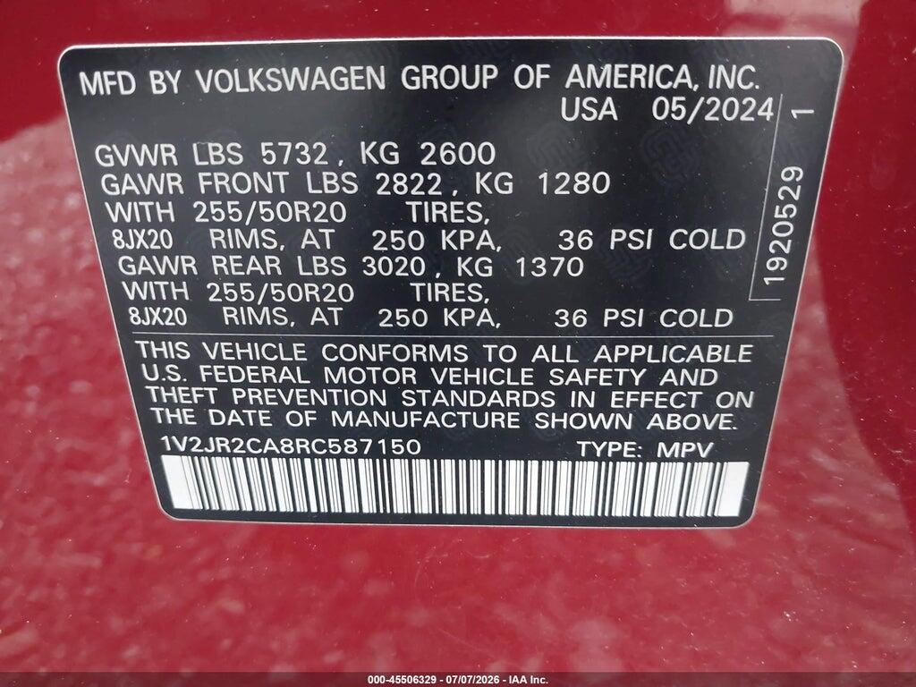 1V2JR2CA8RC587150 2024 VOLKSWAGEN ATLAS photo no. 9