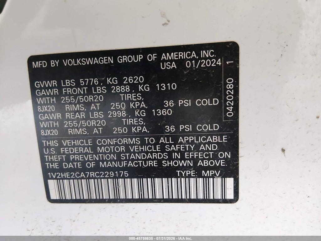 1V2HE2CA7RC229175 2024 VOLKSWAGEN ATLAS CROSS SPORT photo no. 9
