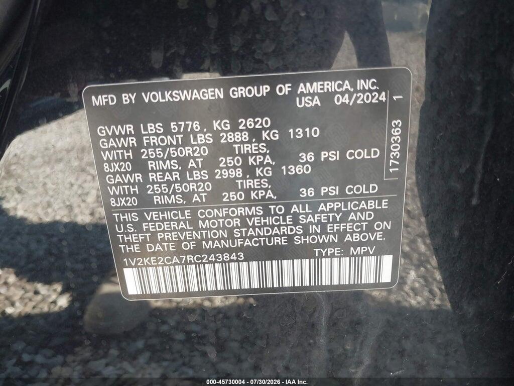 1V2KE2CA7RC243843 2024 VOLKSWAGEN ATLAS CROSS SPORT photo no. 9