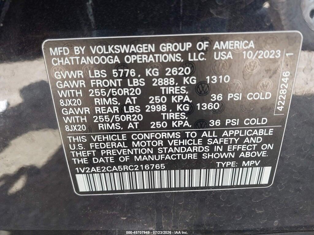 1V2AE2CA5RC216765 2024 VOLKSWAGEN ATLAS CROSS SPORT photo no. 9