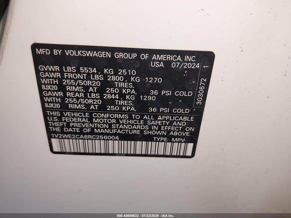 1V2WE2CA6RC256004 2024 VOLKSWAGEN ATLAS CROSS SPORT photo no. 9