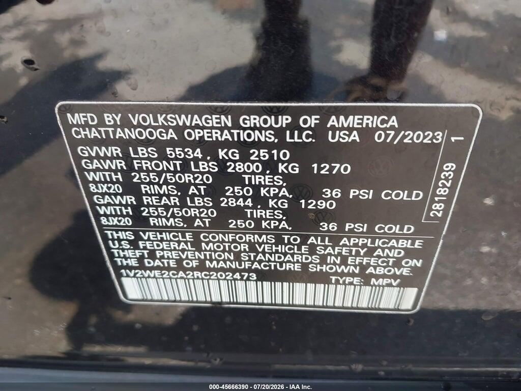 1V2WE2CA2RC202473 2024 VOLKSWAGEN ATLAS CROSS SPORT photo no. 9