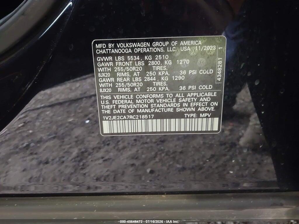 1V2JE2CA7RC218517 2024 VOLKSWAGEN ATLAS CROSS SPORT photo no. 9