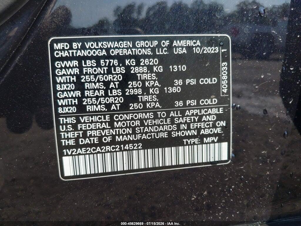 1V2AE2CA2RC214522 2024 VOLKSWAGEN ATLAS CROSS SPORT photo no. 9