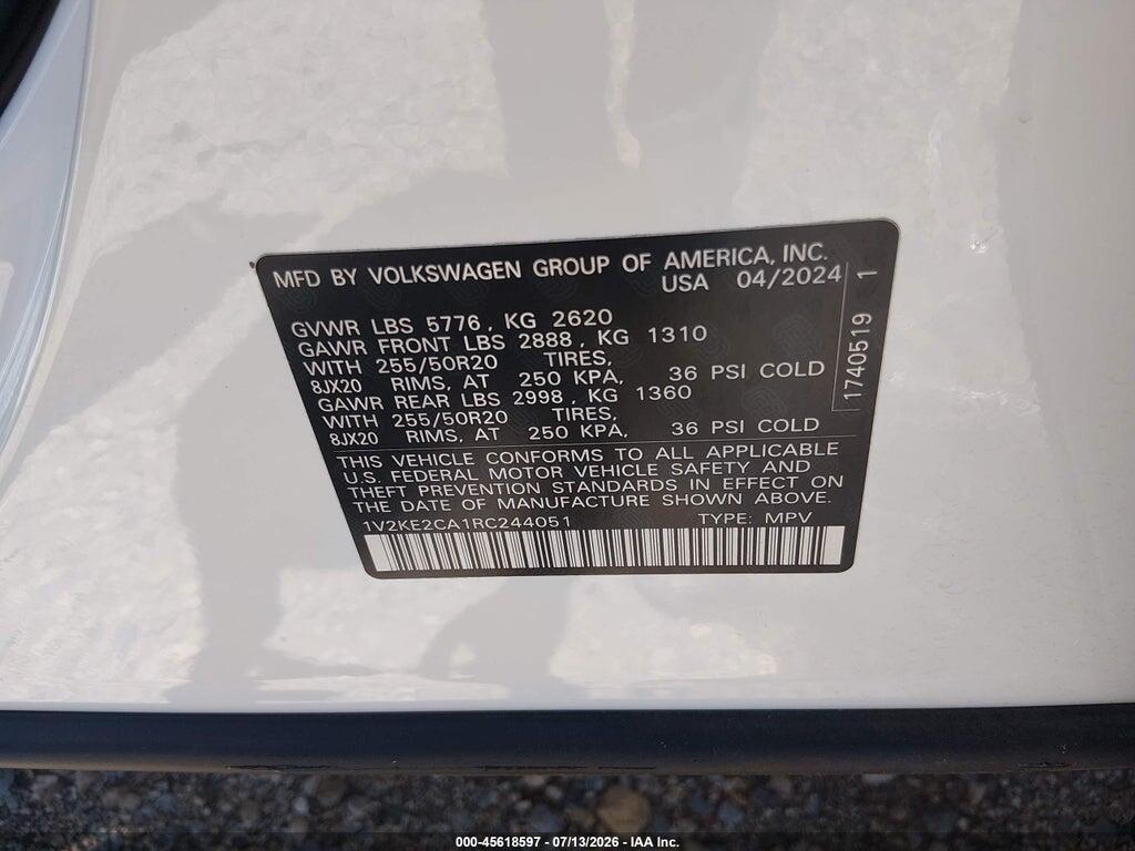 1V2KE2CA1RC244051 2024 VOLKSWAGEN ATLAS CROSS SPORT photo no. 9