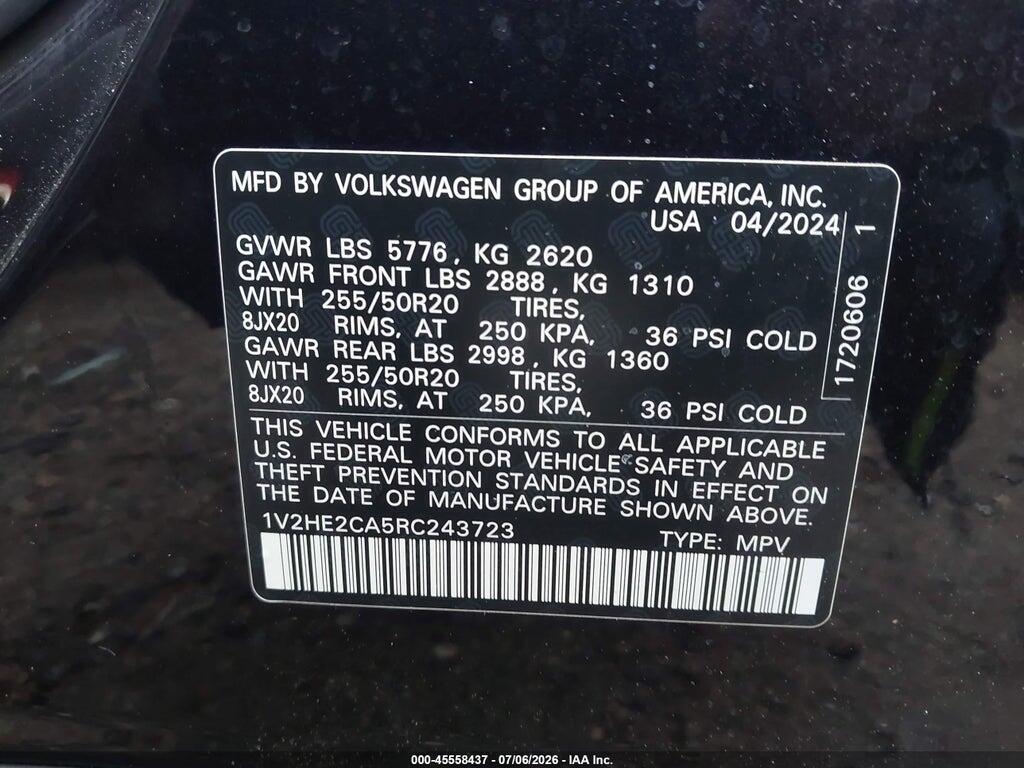 1V2HE2CA5RC243723 2024 VOLKSWAGEN ATLAS CROSS SPORT photo no. 9