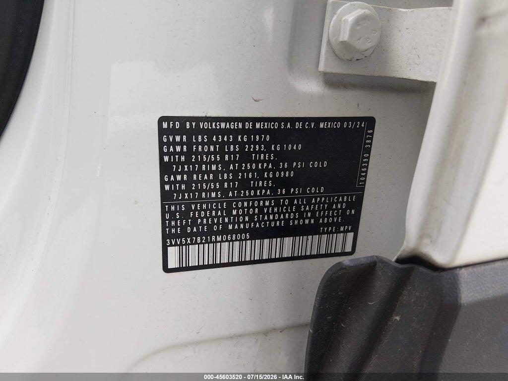 3VV5X7B21RM068005 2024 VOLKSWAGEN TAOS photo no. 9
