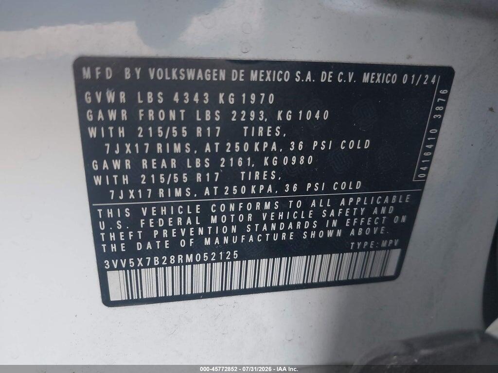 3VV5X7B28RM052125 2024 VOLKSWAGEN TAOS photo no. 9