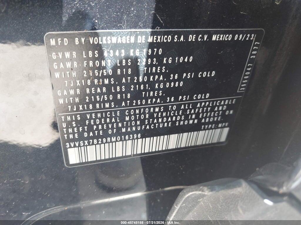 3VVSX7B29RM016396 2024 VOLKSWAGEN TAOS photo no. 9