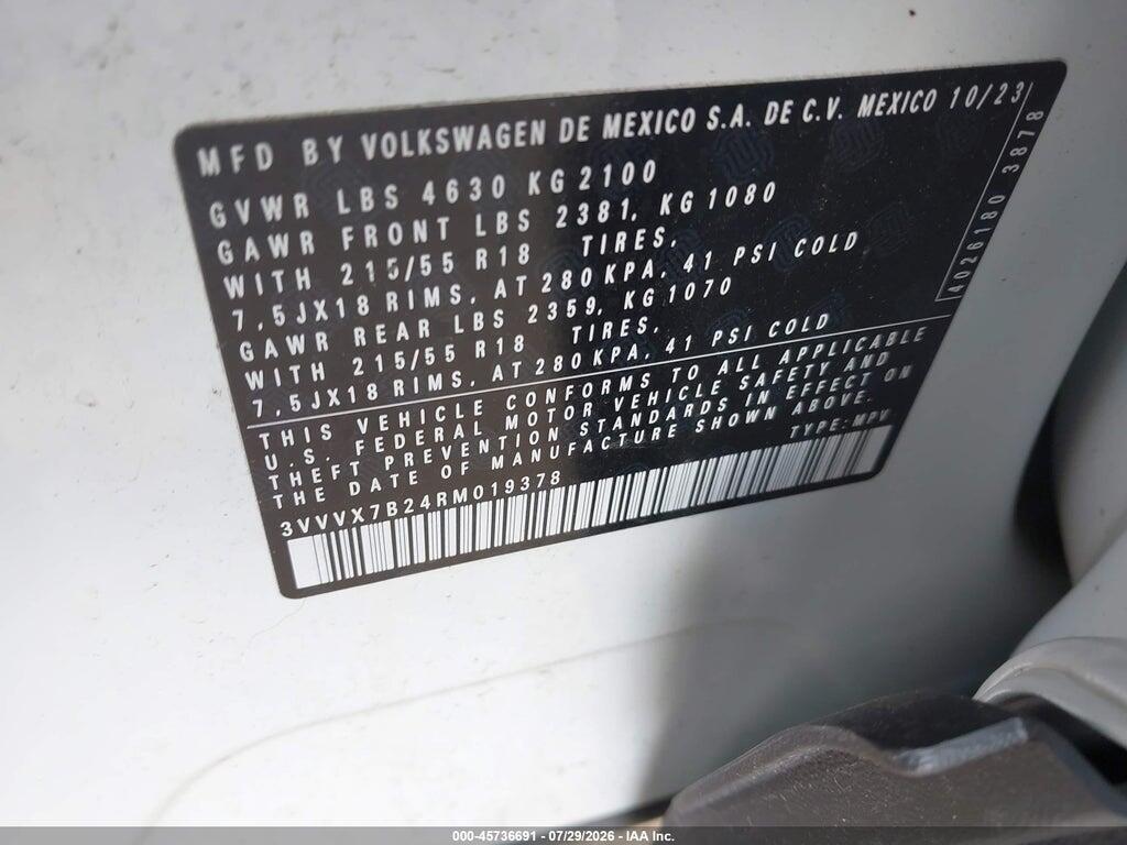3VVVX7B24RM019378 2024 VOLKSWAGEN TAOS photo no. 9