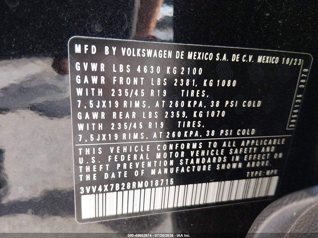 3VV4X7B28RM018715 2024 VOLKSWAGEN TAOS photo no. 9