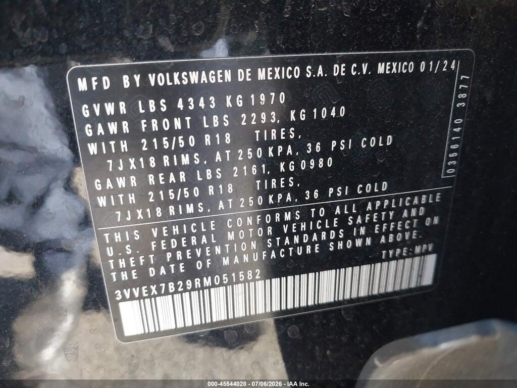 3VVEX7B29RM051582 2024 VOLKSWAGEN TAOS photo no. 9