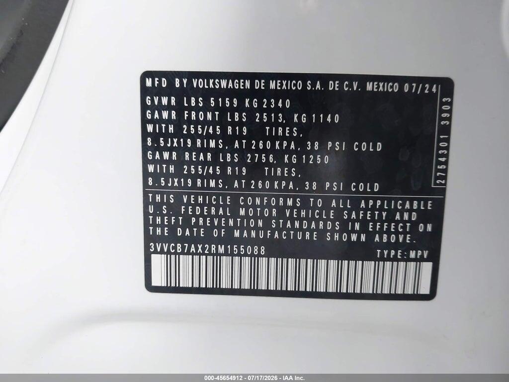 3VVCB7AX2RM155088 2024 VOLKSWAGEN TIGUAN photo no. 9