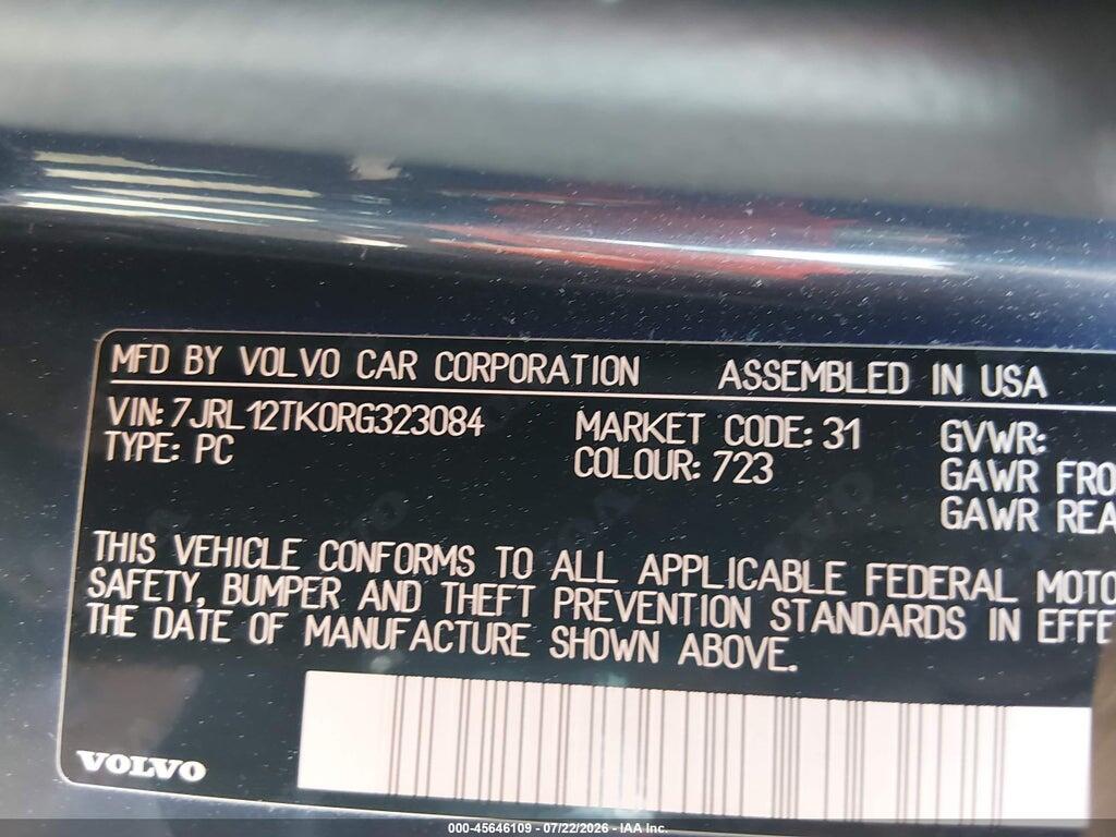 7JRL12TK0RG323084 2024 VOLVO S60 photo no. 9