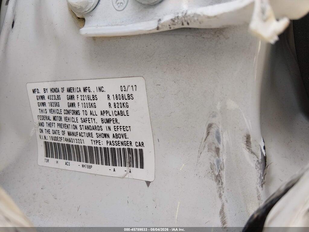 19UDE2F74HA013201 2017 ACURA ILX photo no. 9