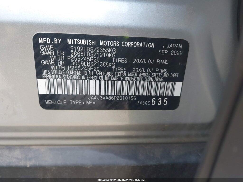 JA4J3VA86PZ010156 2023 MITSUBISHI OUTLANDER photo no. 9