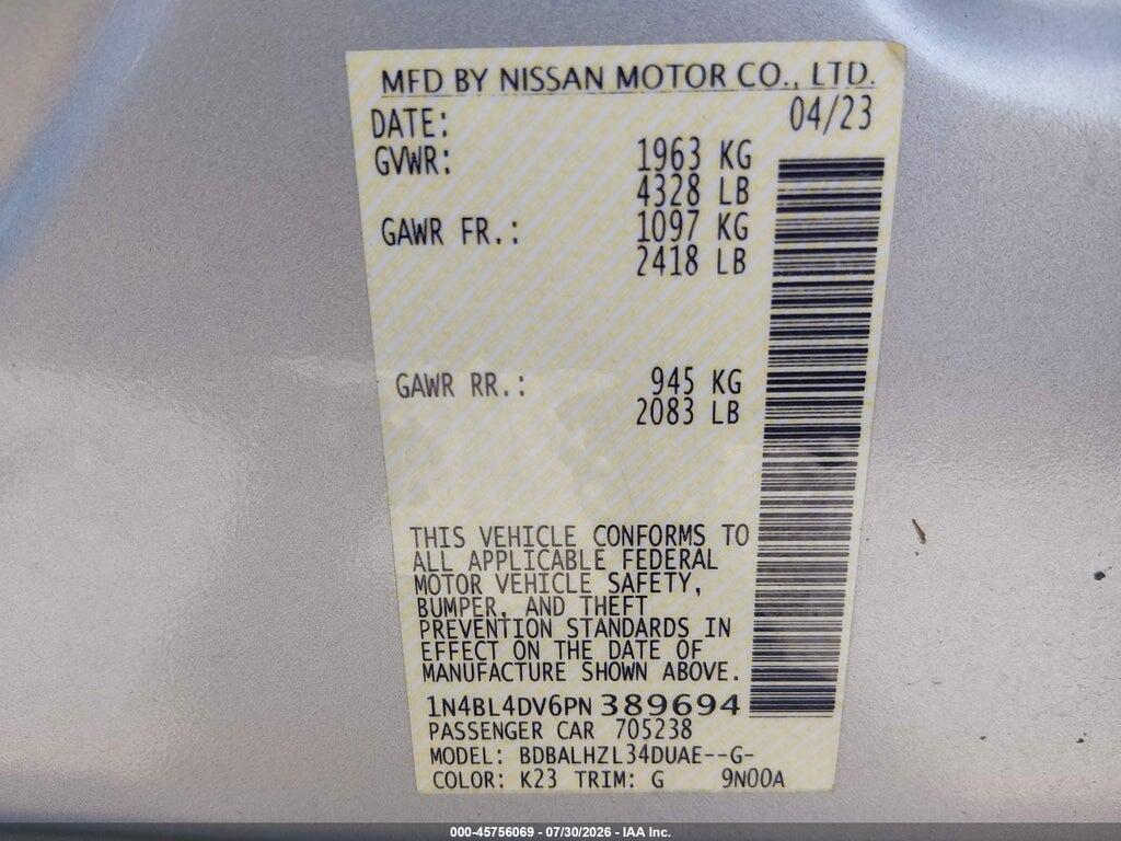 1N4BL4DV6PN389694 2023 NISSAN ALTIMA photo no. 9