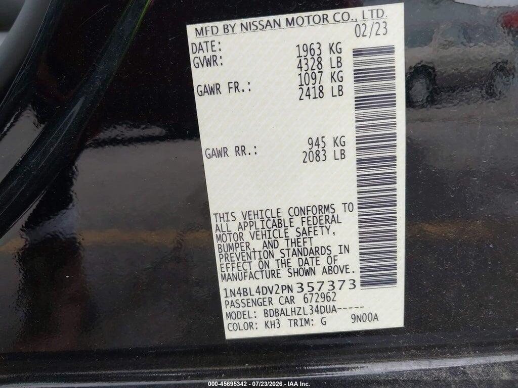 1N4BL4DV2PN357373 2023 NISSAN ALTIMA photo no. 9