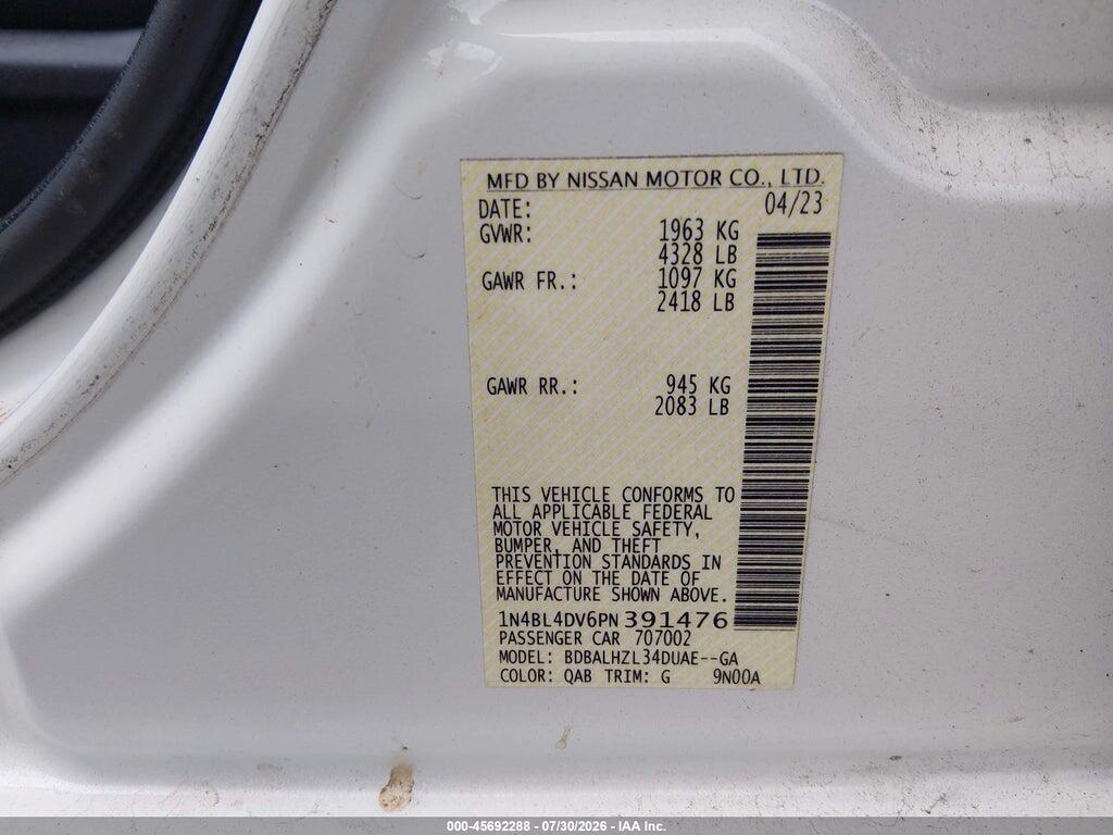 1N4BL4DV6PN391476 2023 NISSAN ALTIMA photo no. 9