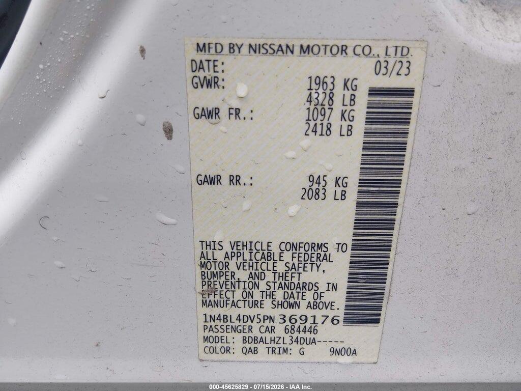 1N4BL4DV5PN369176 2023 NISSAN ALTIMA photo no. 9