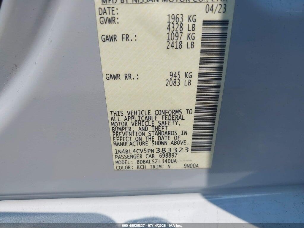 1N4BL4CV5PN383323 2023 NISSAN ALTIMA photo no. 9