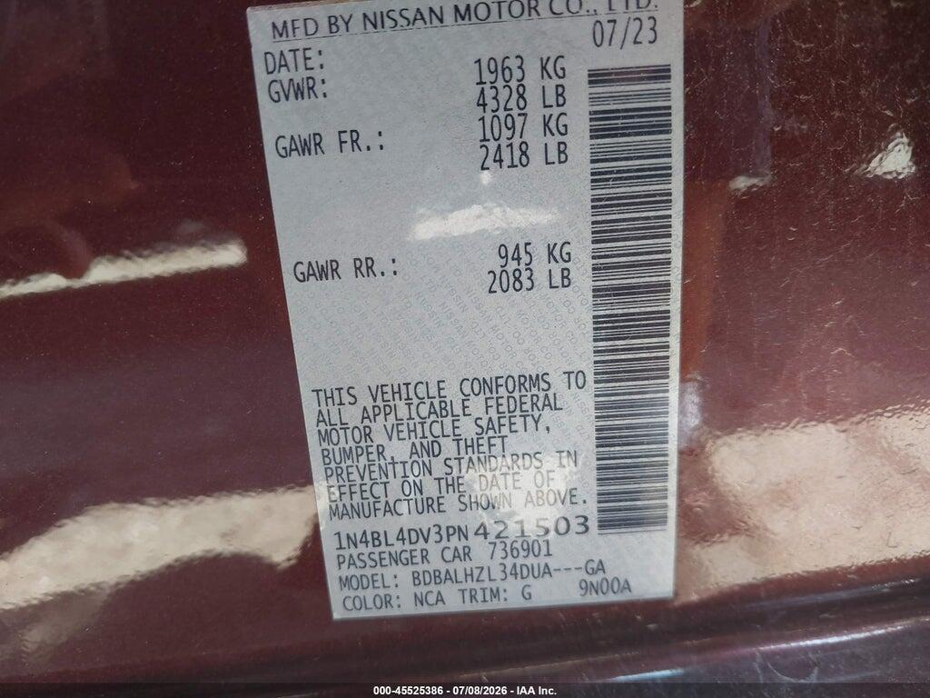 1N4BL4DV3PN421503 2023 NISSAN ALTIMA photo no. 9