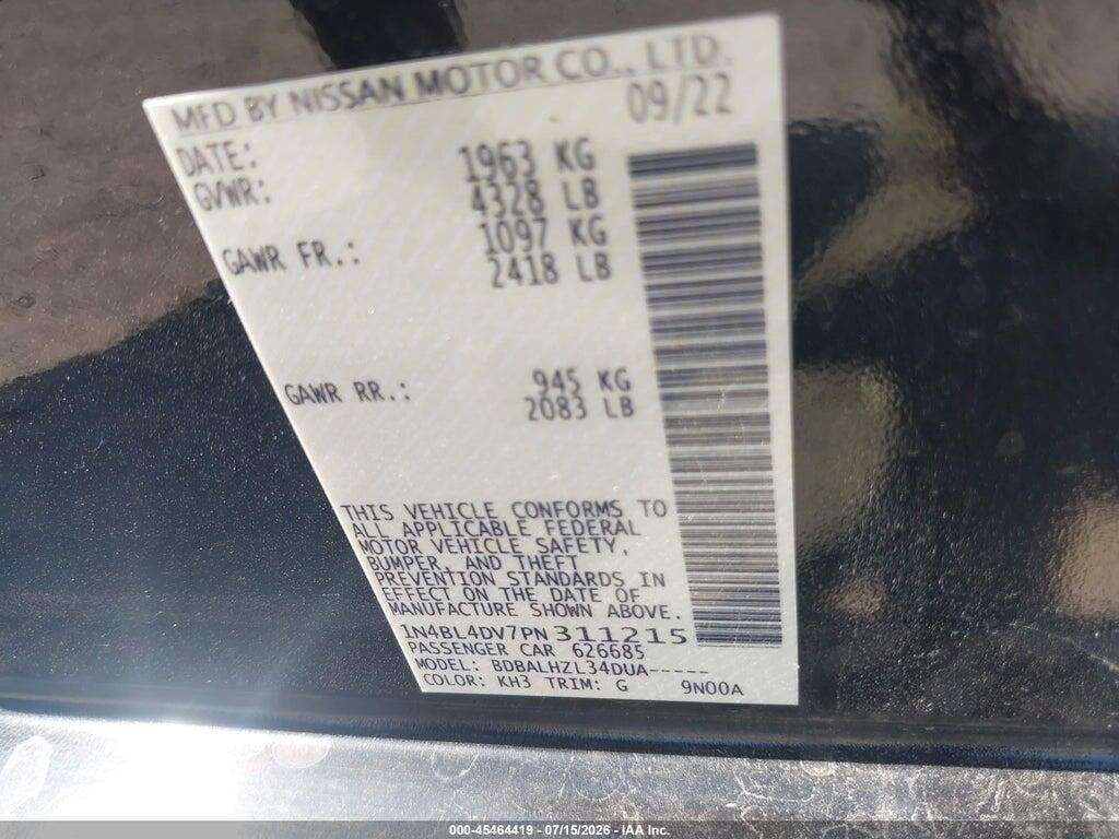 1N4BL4DV7PN311215 2023 NISSAN ALTIMA photo no. 9