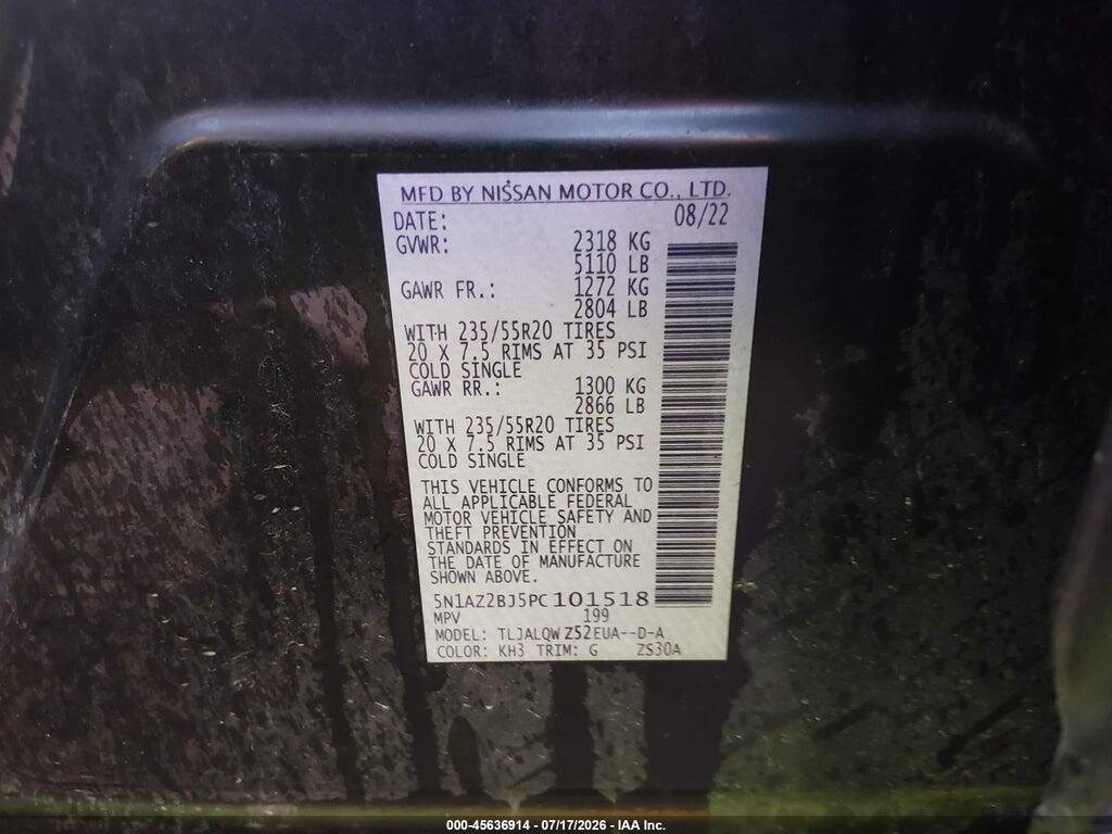 5N1AZ2BJ5PC101518 2023 NISSAN MURANO photo no. 9