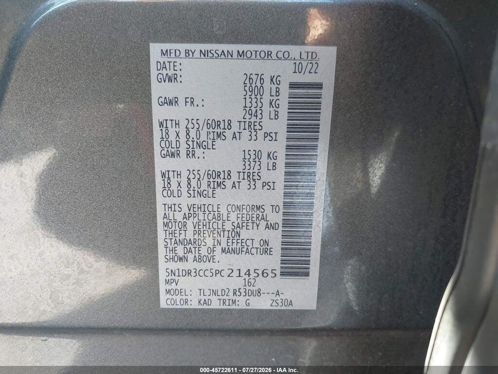 5N1DR3CC5PC214565 2023 NISSAN PATHFINDER photo no. 9