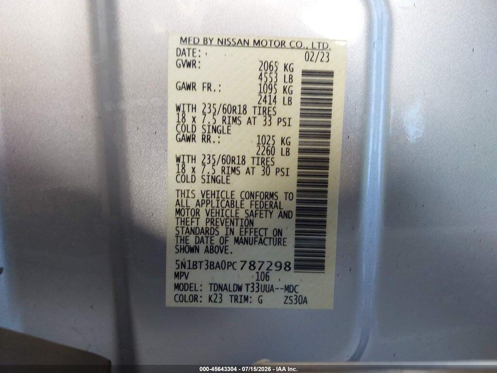 5N1BT3BA0PC787298 2023 NISSAN ROGUE photo no. 9