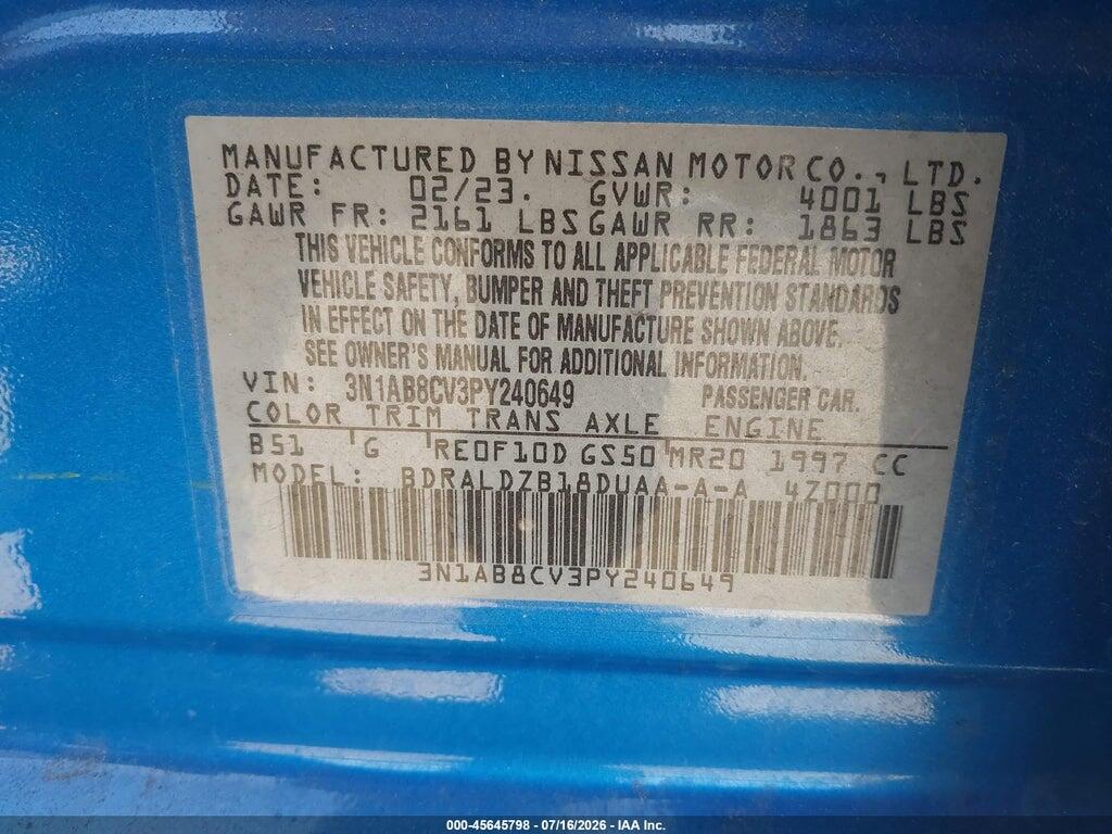 3N1AB8CV3PY240649 2023 NISSAN SENTRA photo no. 9