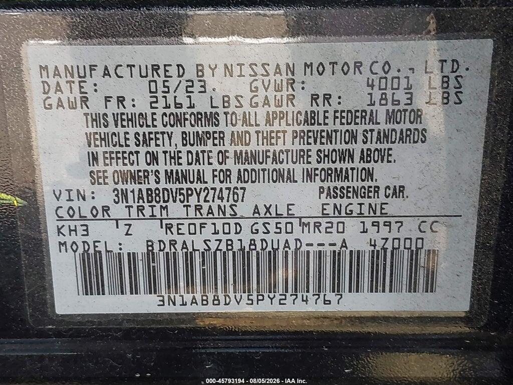 3N1AB8DV5PY274767 2023 NISSAN SENTRA photo no. 9