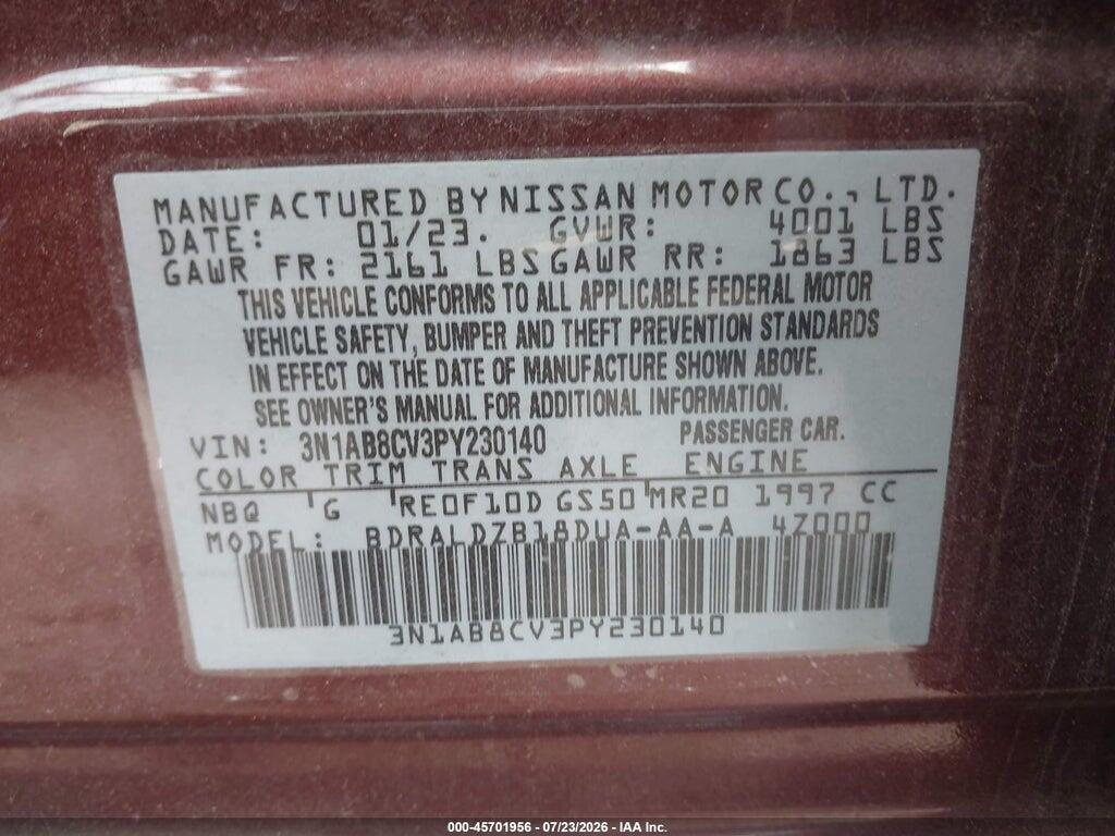 3N1AB8CV3PY230140 2023 NISSAN SENTRA photo no. 9