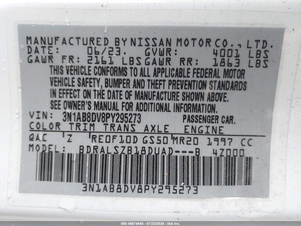 3N1AB8DV8PY295273 2023 NISSAN SENTRA photo no. 9