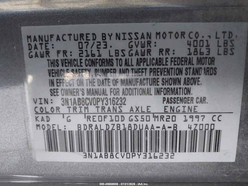 3N1AB8CV0PY316232 2023 NISSAN SENTRA photo no. 9