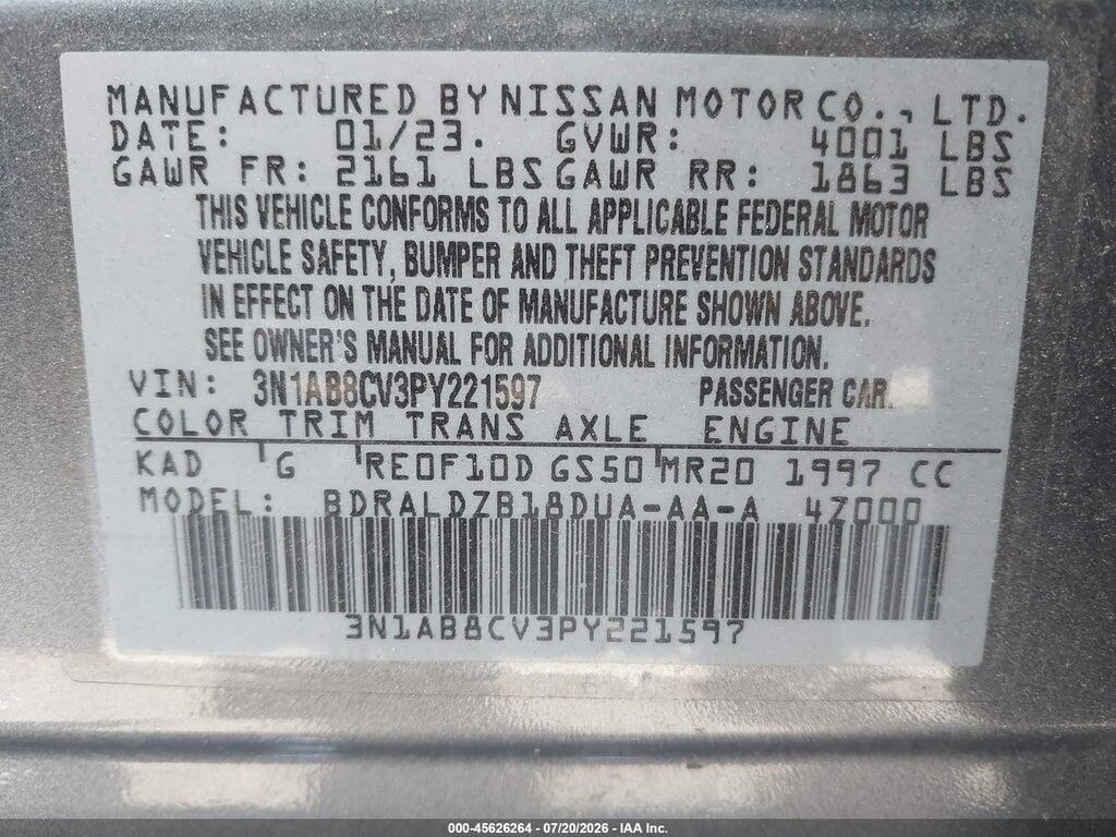 3N1AB8CV3PY221597 2023 NISSAN SENTRA photo no. 9