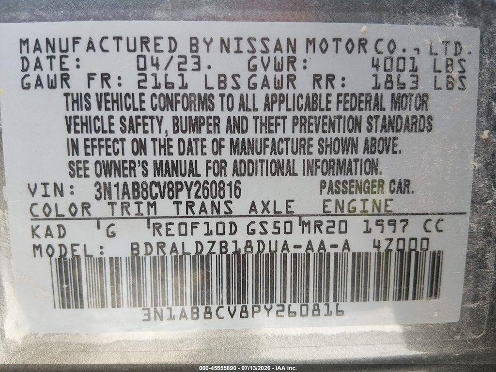 3N1AB8CV8PY260816 2023 NISSAN SENTRA photo no. 9