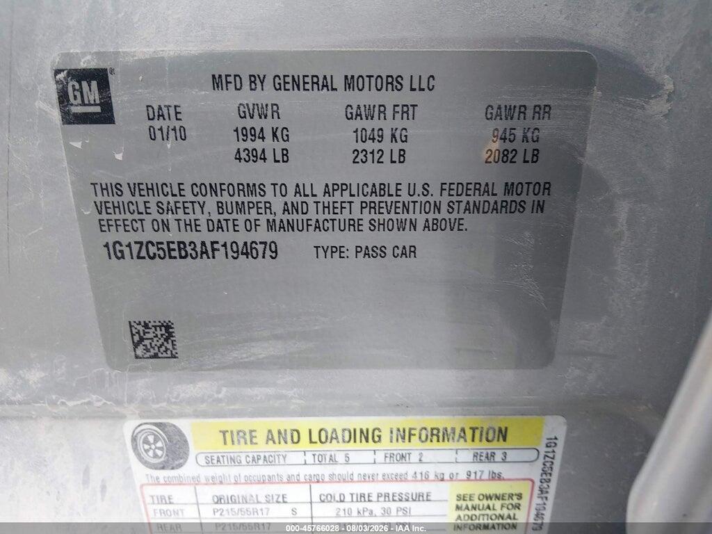 1G1ZC5EB3AF194679 2010 CHEVROLET MALIBU photo no. 9