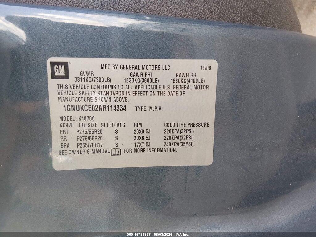 1GNUKCE02AR114334 2010 CHEVROLET TAHOE photo no. 9