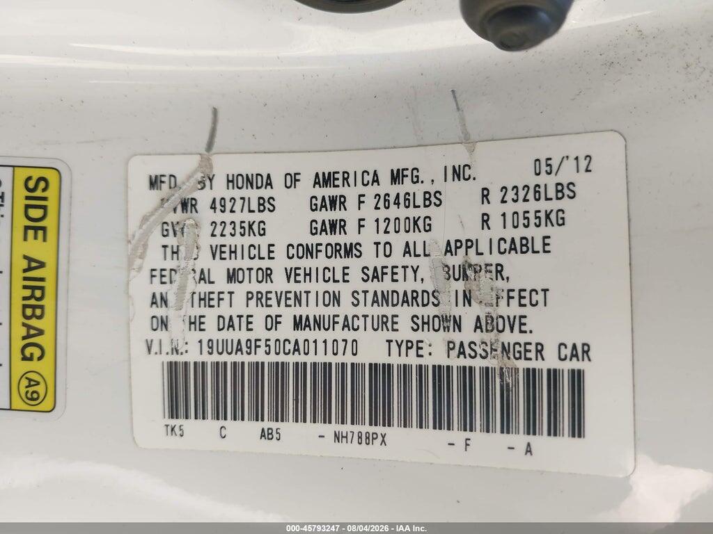 19UUA9F50CA011070 2012 ACURA TL photo no. 9