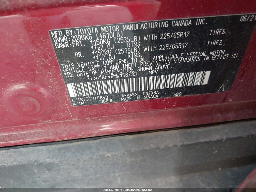 2T3H1RFV8MW156733 2021 TOYOTA RAV4 photo no. 9