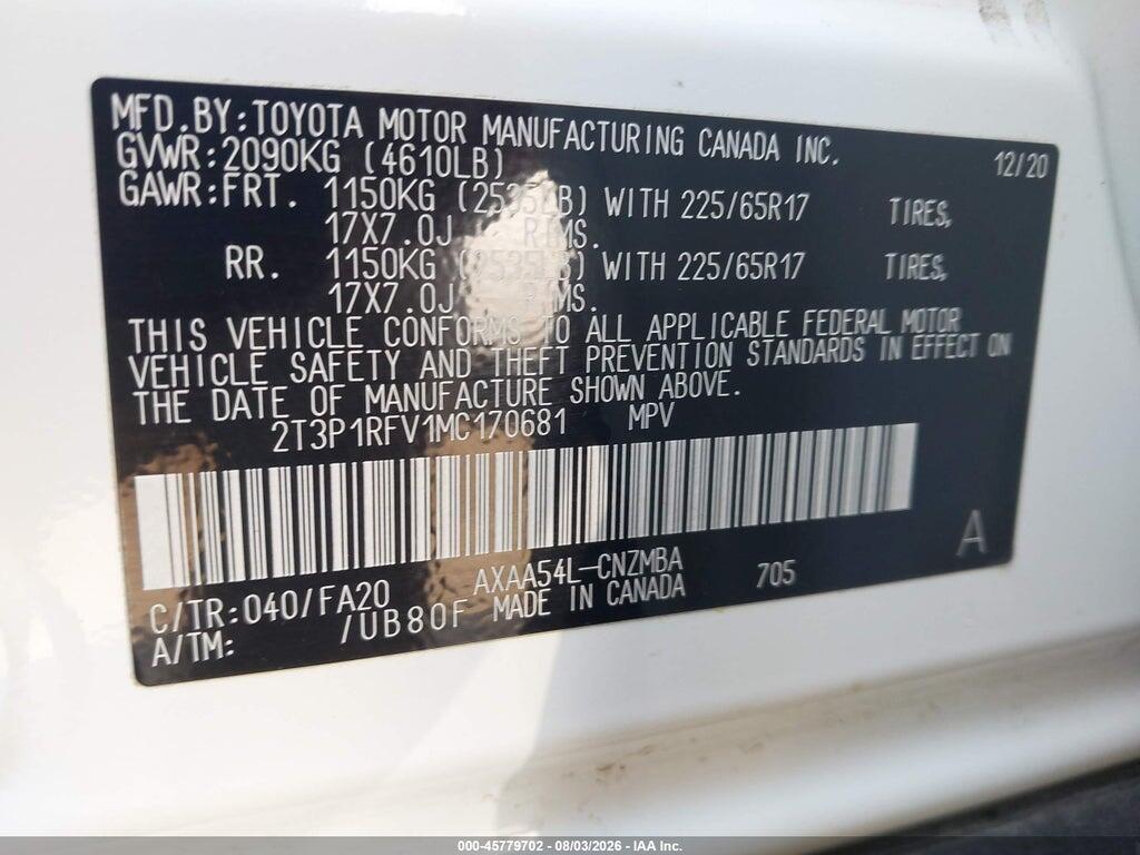 2T3P1RFV1MC170681 2021 TOYOTA RAV4 photo no. 9