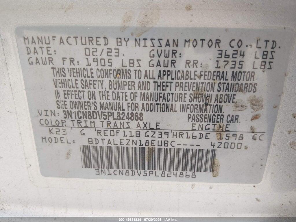 3N1CN8DV5PL824868 2023 NISSAN VERSA photo no. 9
