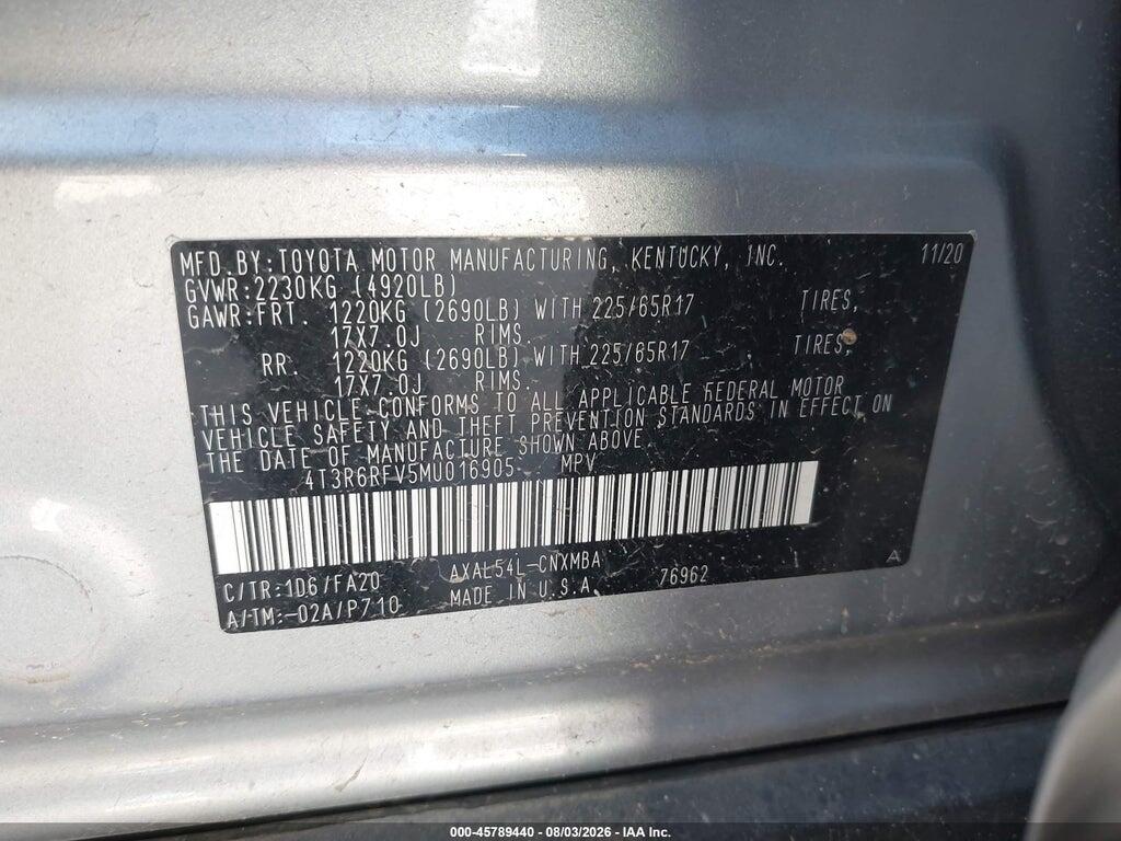 4T3R6RFV5MU016905 2021 TOYOTA RAV4 HYBRID photo no. 9