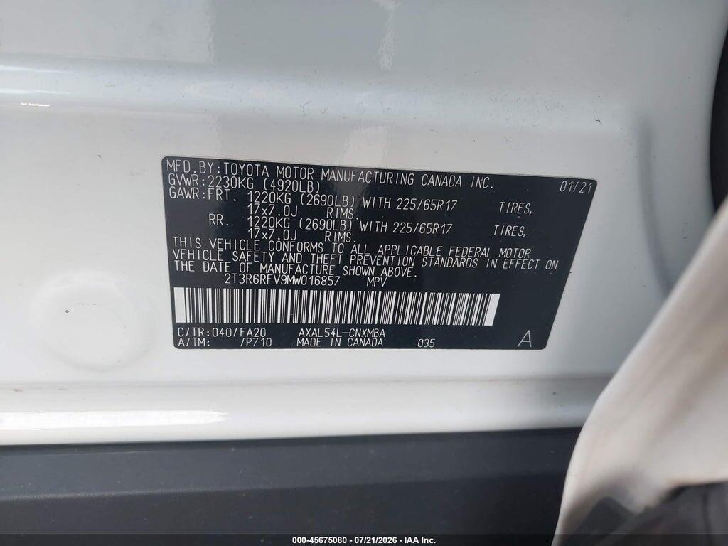 2T3R6RFV9MW016857 2021 TOYOTA RAV4 HYBRID photo no. 9