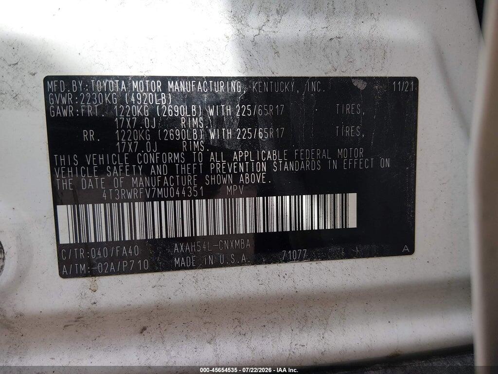 4T3RWRFV7MU044351 2021 TOYOTA RAV4 HYBRID photo no. 9