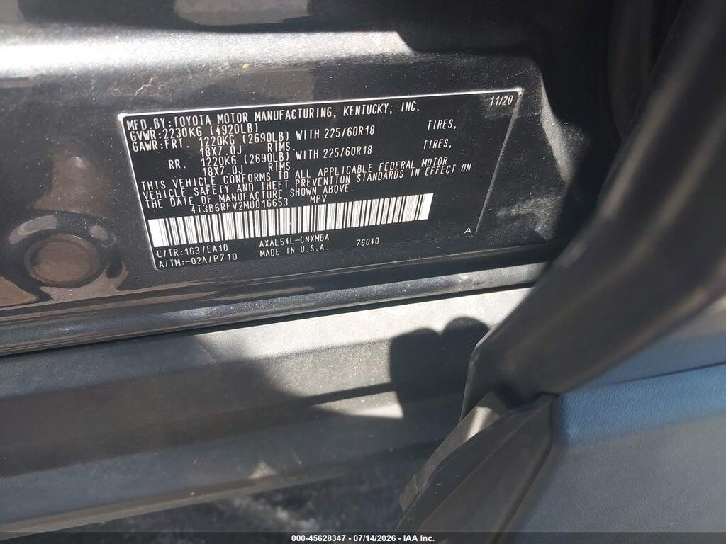 4T3B6RFV2MU016653 2021 TOYOTA RAV4 HYBRID photo no. 9