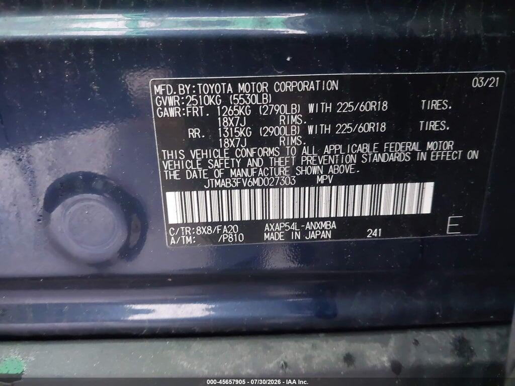 JTMAB3FV6MD027303 2021 TOYOTA RAV4 PRIME photo no. 9