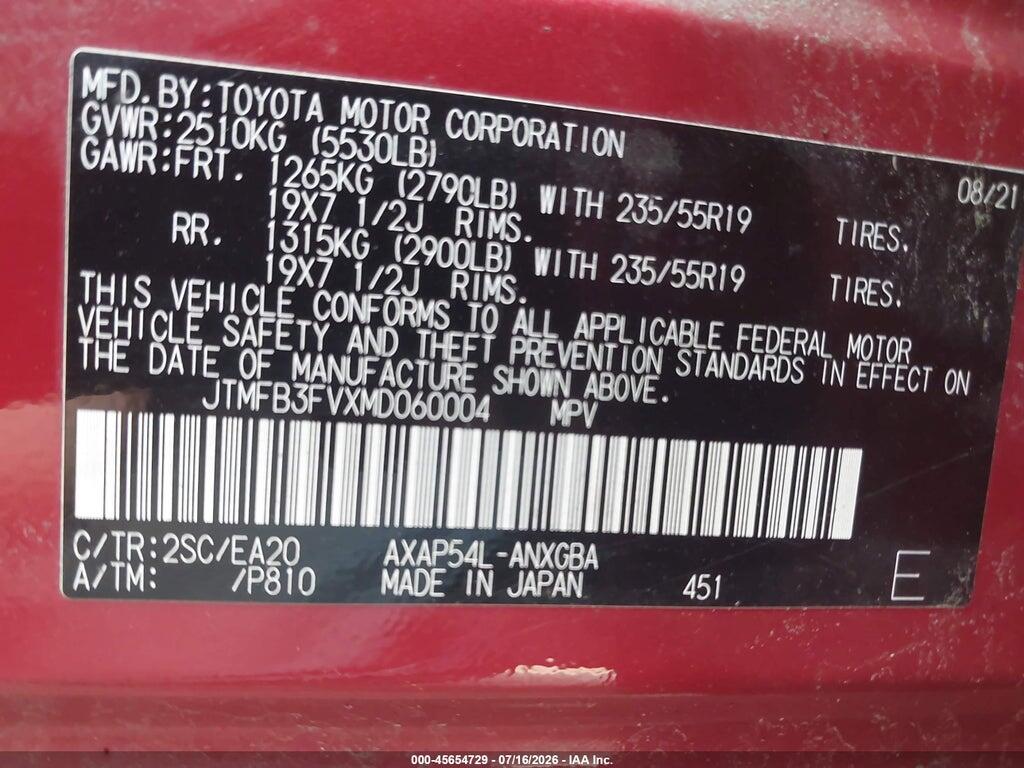 JTMFB3FVXMD060004 2021 TOYOTA RAV4 PRIME photo no. 9