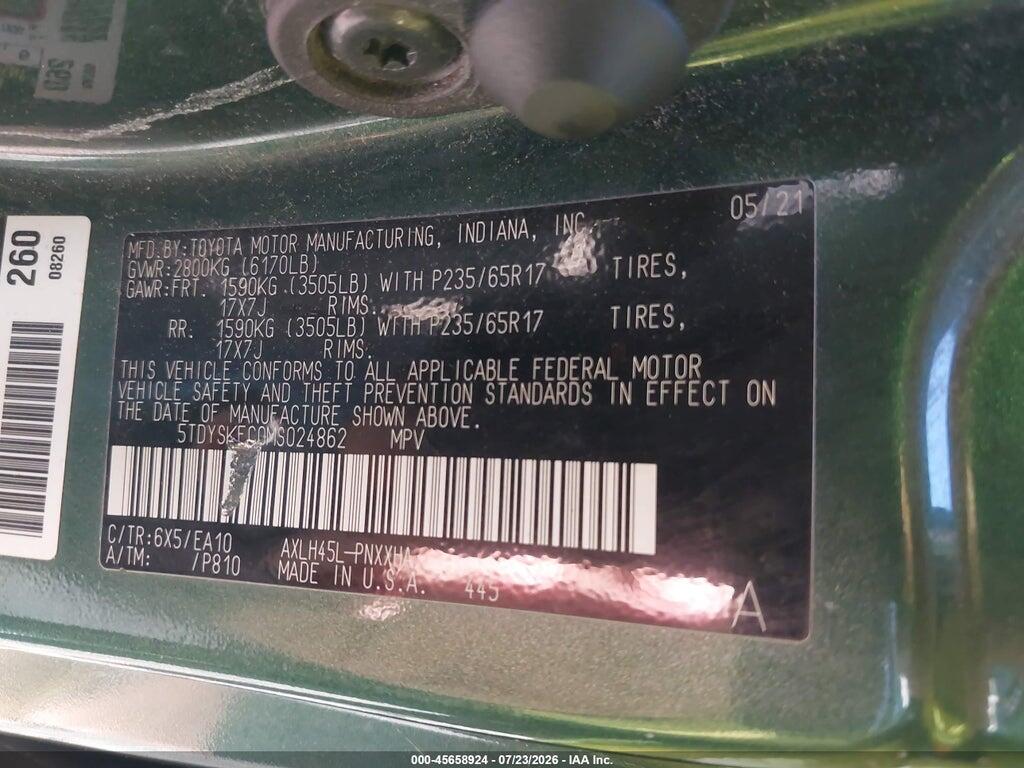 5TDYSKFC0MS024862 2021 TOYOTA SIENNA photo no. 9